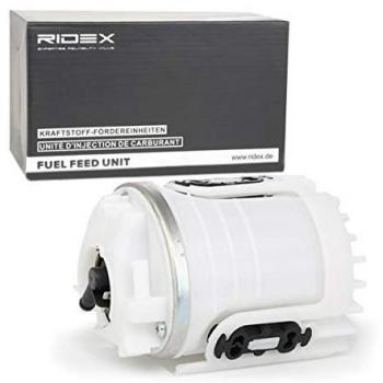 Bomba de combustible eléctrica RIDEX 458F0098 con pot de estabilización para Volkswagen Golf 2, Golf 3 y Skoda Favorit - Presión de 1.2 Bar