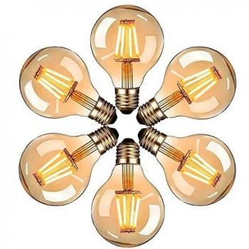 Massway - Bombilla LED vintage Edison E27 G80 4 W, blanco cálido, filamento antiguo, ideal para nostalgia y iluminación retro en casa, cafetería, bar, 6 unidades