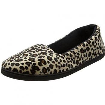 Dearfoams Closed Back, Zapatillas de Estar por casa Mujer, Leopardo Multicolor, Large EU