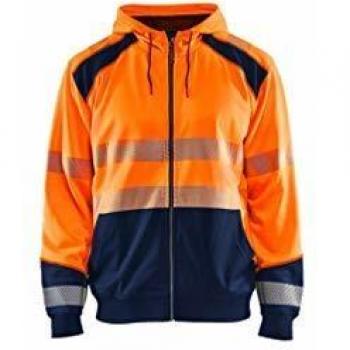 Blaklader High-Visibility Zip-Up Hoodie, Orange/Navy, XL