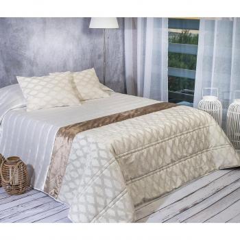 Algodón Blanco Cascavel - Colcha bouti jacquard, para cama de 90 cm, 180 x 270 cm, 1 funda de cojín, 60 x 40 cm, color beige