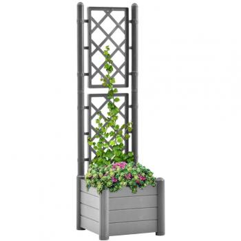 vidaXL Garden Planter with Trellis 43x43x142 cm PP Stone Grey