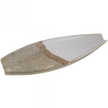 Centro de Mesa Alexandra House Living Cerámica Blanco Dorado Plateado 7 x 42 x 15 cm
