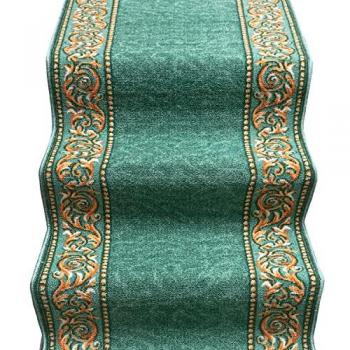 Alfombra Bordada para Escalera 67x800 cm Estilo Barroco Verde 100% Made in Italy