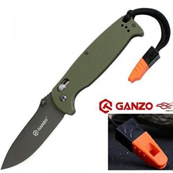 Ganzo Firebird – G10 fibra de vidrio antideslizante Handle Scales, Liner Lock, cuchillo de acero inoxidable Caza supervivencia cuchillo Hunting Folding Knife, W/Clip, silbato, funda & caja de regalo