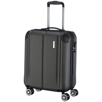 Travelite City 4-Wheel Trolley S - Anthracite, 55cm, Hard Shell, Expandable with TSA Lock