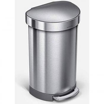 SIMPLEHUMAN Cubo SEMICIRCULAR 45 L, Acero Inoxidable Cepillado, 45 litros