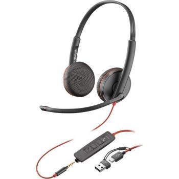 HP Poly Blackwire 3225 Stereo USB-C Headset with 3.5mm Plug and USB-C/A Adapter