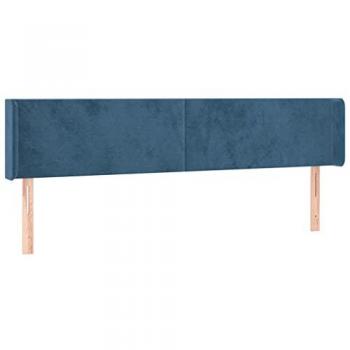 Cabecero de terciopelo azul oscuro 163x16x78/88 cm