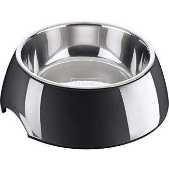 Comedero para Perro Hunter Negro 1,4 L Acero Inoxidable