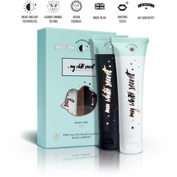 Natural teeth whitening toothpaste 120ml day night peppermint and spearmint flavour
