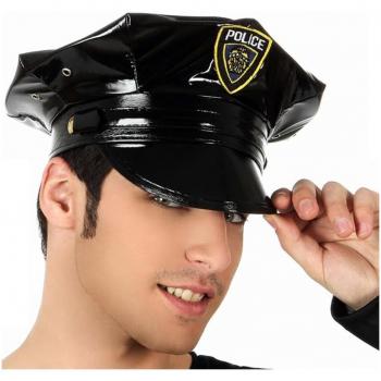 Gorra de Cuero Negra para Policía