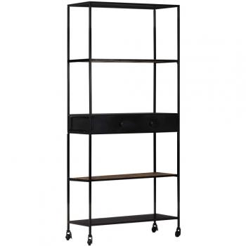 vidaXL Book Cabinet 80x35x180 cm Rough Mango Wood & Iron