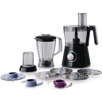 Philips Viva HR7762/90 - Procesador Alimentos, 750 W, 11 Accesorios, 2 Velocidades, Color Negro
