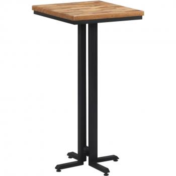 Mesa alta de bar de teca reciclada maciza 55x55x110 cm Marrón