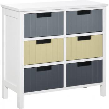 Cómoda Durham Homcom 6 cajones multicolor 58x62x28 cm
