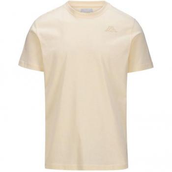 Camiseta Kappa Cafers Slim Hombre Blanco y Beige, Manga Corta, Diseño Moderno, Material Transpirable