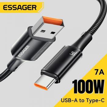 Cable USB Tipo C Essager 7A de 1m para carga rápida de 100W, compatible con Realme, Huawei P40 Pro, Samsung, Xiaomi y Poco F3