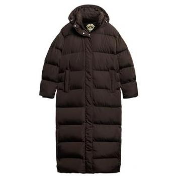 Chaqueta Puffer Maxi Acolchada con Capucha Marrón para Mujer Talla S