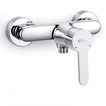 Amzdeal Grifo de ducha Mezclador de ducha con Cuerpo de cobre Grifo monomando de ducha de Mango de aleación de titanio, Plateado /AZ016B