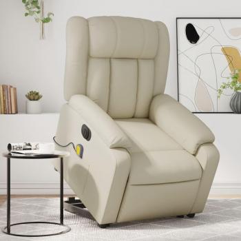 Sillón de masaje elevable eléctrico de cuero sintético en colores negro, crema y marrón, ideal para dormitorio, cómodo y relajante