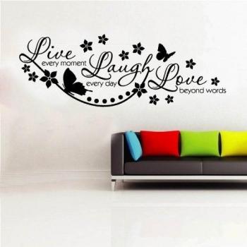 Camiseta de manga Kanvas 60 x 170 cm Tamaño grande Live in the Moment and y mariposas vinilo adhesivo decorativo para pared, Red_Parent, blanco, 100 x 283 cm X-Large