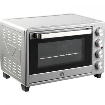 Horno Eléctrico de Sobremesa Homcom Mini 32L 1600W con 3 Modos de Calor, Temporizador, Bandeja Ajustable y Temperatura Regulable, Dimensiones: 52,2x