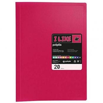 Grafoplás 1451354. Carpeta Clasificadora con 20 Fundas Transparentes, Color Fucsia Opaco, Folio, Poliplás Like