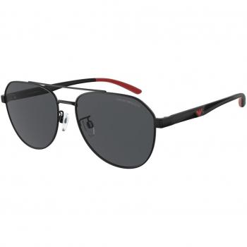 Emporio Armani EA2129D Pilot Sunglasses for Men, Color 300187, Black, Asian Fit, Size 59