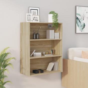 Armario colgante de pared moderno 69,5x32,5x90 cm con puertas y cajón de madera en roble Sonoma, mueble auxiliar de almacenaje para salón