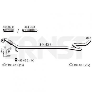 Tubo de Escape ERNST 314534 para Ford, Compatible con Referencias 1673784, 1521763 y 1571385