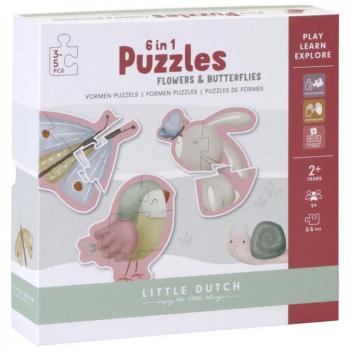 Puzzle 6 en 1 Flores & Mariposas de Little Dutch