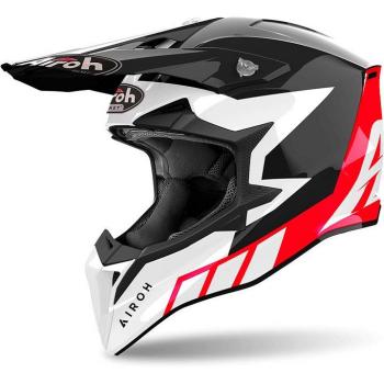 Airoh Casco de Cross Wraap Reloaded Rojo Brillante y Airoh Wraaap Reloaded Casco de motocross - Negro Blanco Rojo (L)