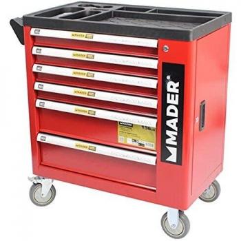 Mader Hand Tools 51312 Carretilla de Herramienta, 7 Particiones, 156 Piezas, 240 V