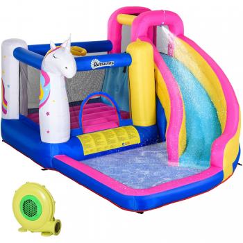 Castillo Hinchable Acuático con Tobogán Unicornio 210x380x320 cm
