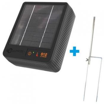 Energizador solar Gallagher S12 con batería de litio 3.2 V 6 Ah para cercas portátiles hasta 1.5 km