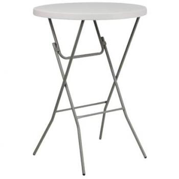 Mesa Catering Plegable Redonda Blanca Alta de 80x110cm - Ideal para Eventos en Espacios Exteriores o Interiores - Fabricada en Polipropileno y Acero - Capacidad para 2-4 Personas
