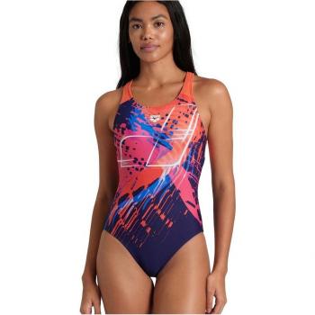 Bañador de mujer Arena Funny Spot con sostén, diseño navy multi, ideal para natación