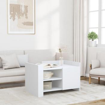 Mesa de centro blanca 80x50x50 cm en madera multicapa y madera de ingeniería Vidaxl