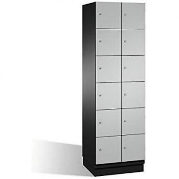 Armario de Compartimentos Bajo Llave C+P Cambio con 6 Secciones, Puertas de Acero, Color Gris y Blanco, Dimensiones 600 mm
