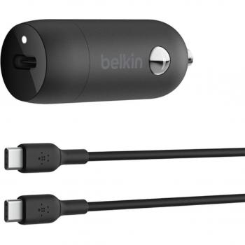 Belkin BoostCharge 30W USB-C Car Charger with USB-C to USB-C Cable, Black