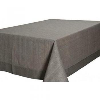 Lino fashion: gris Striped Lino/Algodón Mantel con amplia Fronteras, Gris, 150cm x 350cm- 59 x 138