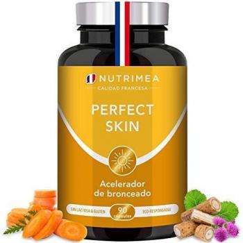 Betacaroteno Natural Acelerador Bronceado Corporal y Facial Protección Solar Antioxidante | Vitamina A y E Cobre Bardana Licopeno | 90 Cápsulas Vegetales Apto para Veganos Fabricado en Francia