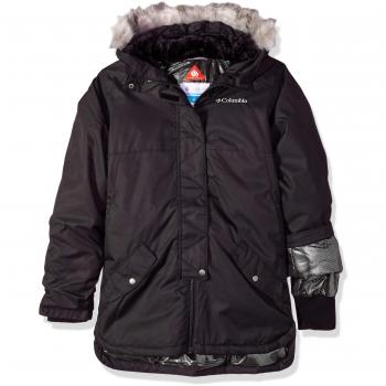 Columbia Carson Pass Mid Jacket Chaqueta Impermeable, niña, Negro, Talla L