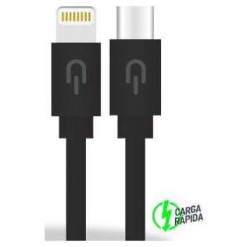 Cable Plugyu 1M USB Type C a Lightning 2A Negro