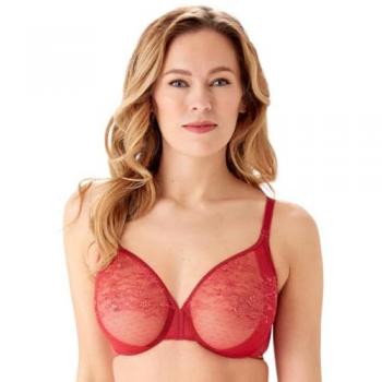 Gossard Sheer Lace Plunge Bra - Raspberry Blush - Size 32C