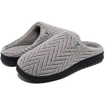 VIFUUR Zapatillas Hombre Mujer de casa Espuma de Memoria de Alta Densidad Cálido Interior Lana al Aire Libre Forro de Felpa Suela Antideslizante Zapatos Plata Rosa 38/39