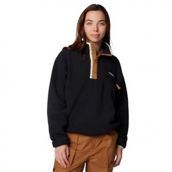 Sudadera de forro polar corta Columbia Helvetia™ II con media cremallera para mujer, color negro, talla M