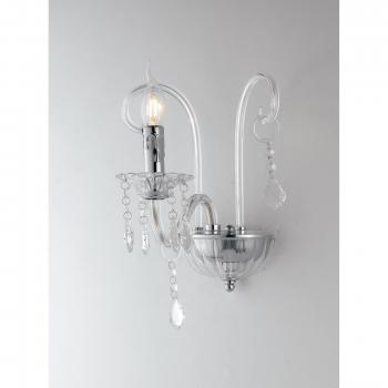 Aplique de pared 1 luz Colgante Vidrio Cristal Cromo Fan Europe 22x30x25cm