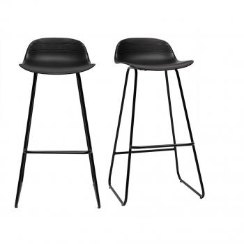 Miliboo Taburete de Bar Diseño Negro Lote de 2 ELLA